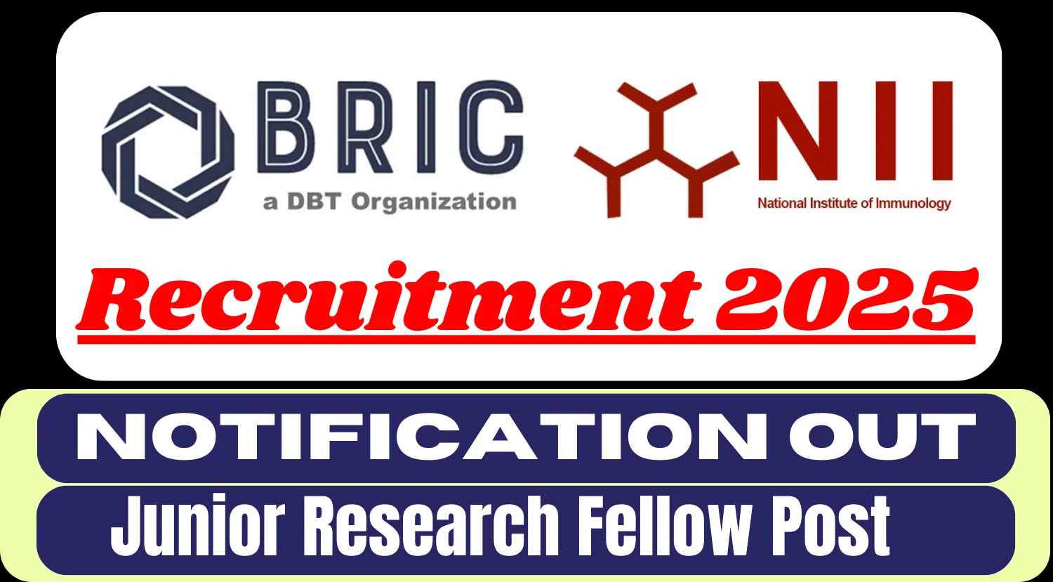 BRIC NII Recruitment 2025 for Junior Research Fellow Post