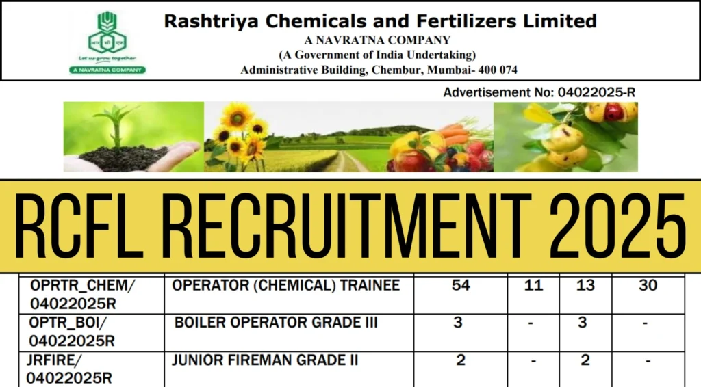 RCFL Recruitment 2025 Notification Out for 74 Operator, Technician ...