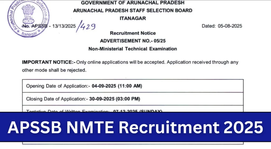 APSSB NMTE Recruitment 2025