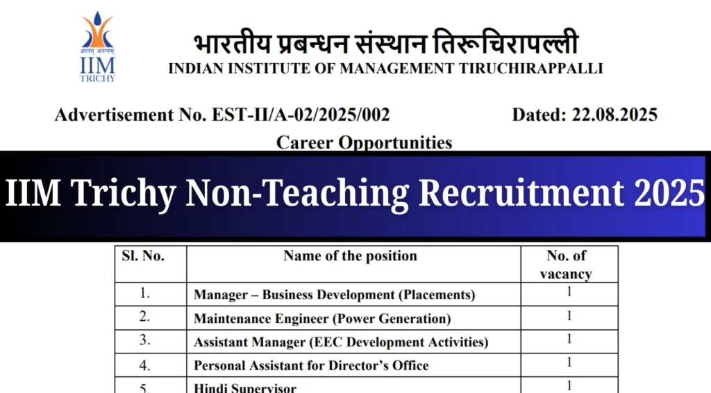 IIM Trichy Non-Teaching Recruitment 2025 - IndiaExamAlert IIM Trichy Non-Teaching Recruitment 2025