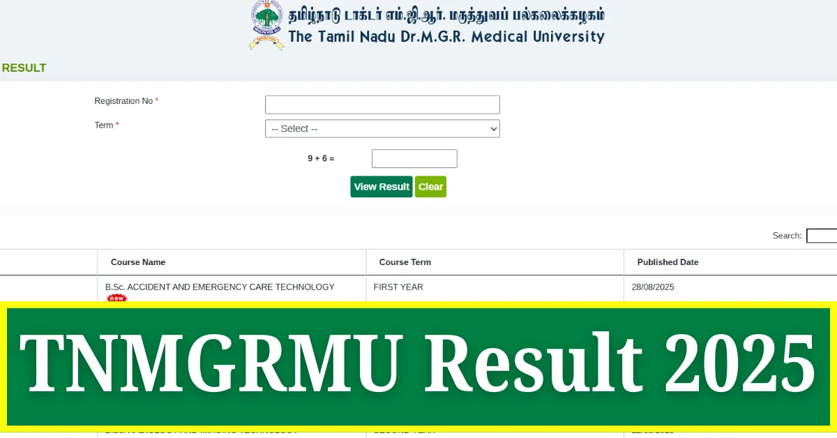 TNMGRMU Result 2025 OUT, Download UG & PG Marksheet Link