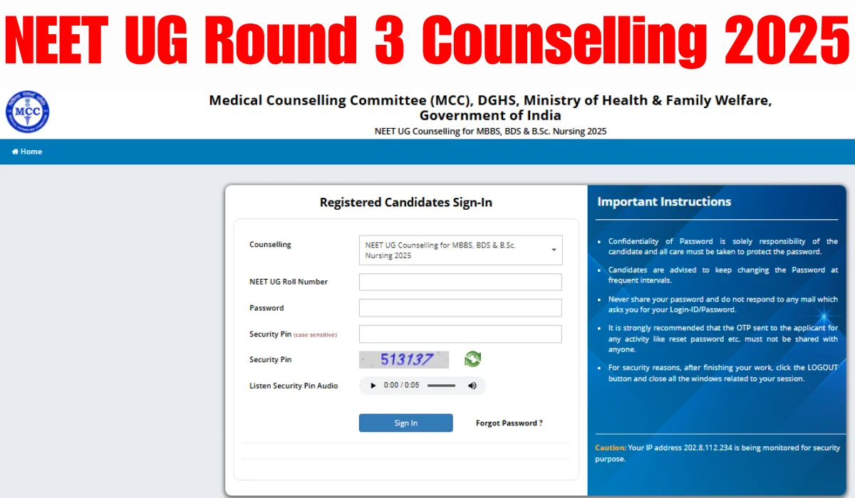 Ug 3 NEET UG Round 3 Counselling 2025: Revised Schedule & Seats