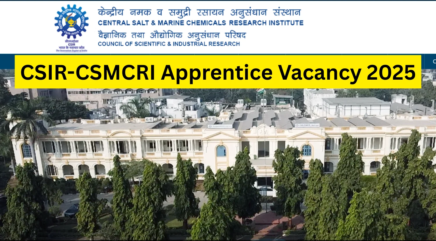 Csmcri Logo CSIR-CSMCRI Apprentice Vacancy 2025 Notification Out
