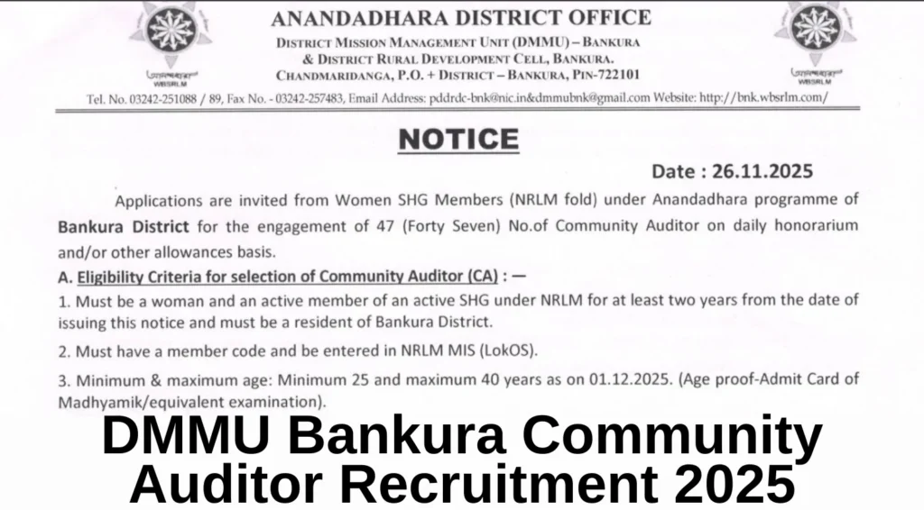 DMMU Bankura Community Auditor Recruitment 2025